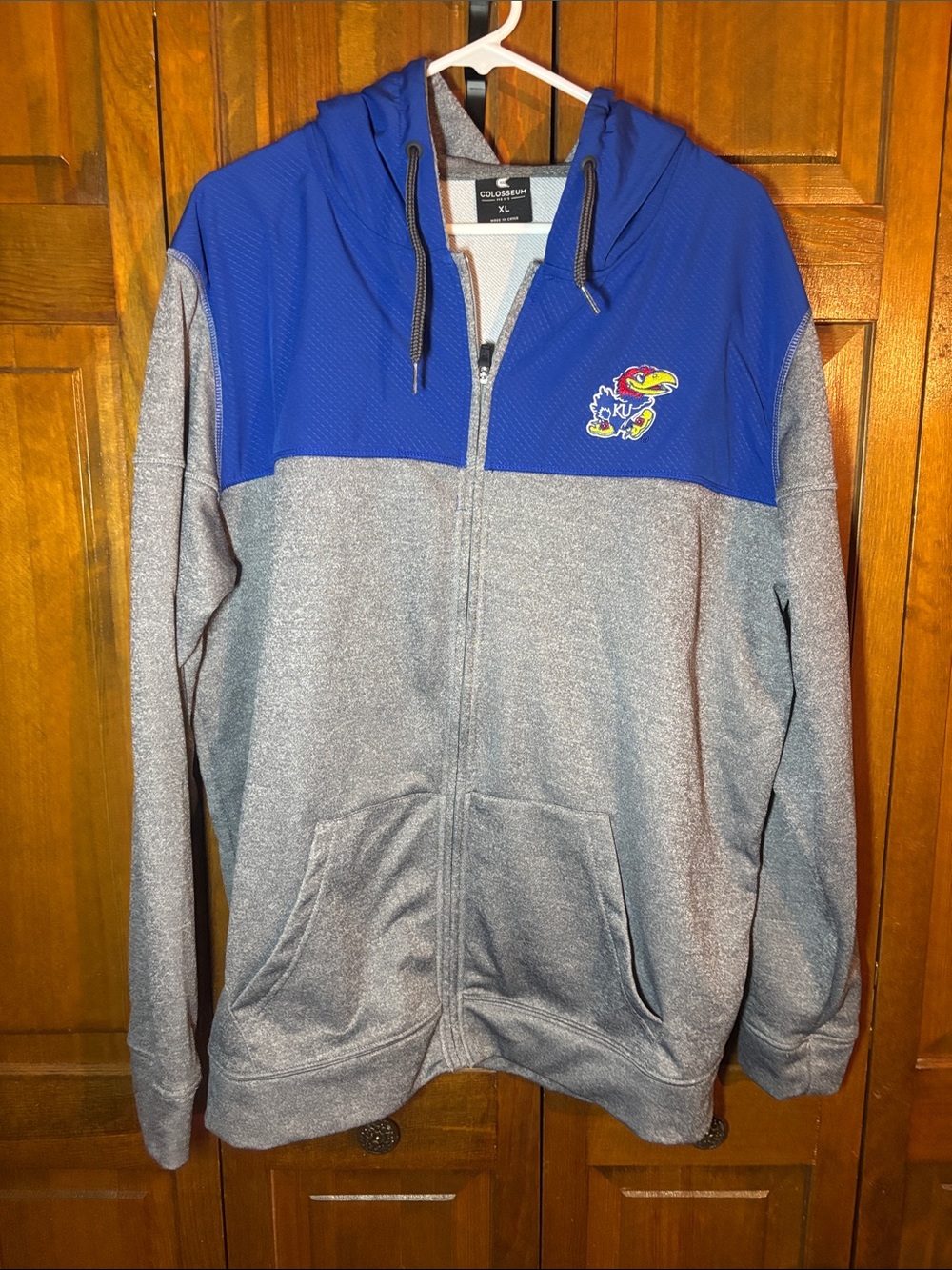 Colosseum Men's Blue and Gray KU Jayhawks Full-Zip Hooded Jacket